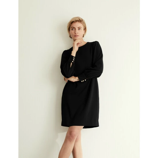 JAEGER Crepe Round Neck Shift Dress Women Green 9 JAEGER Crepe Round Neck Shift Dress Women Green - Image 9