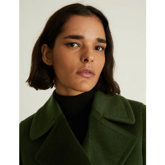 JAEGER Pure Wool Double Breasted Short Pea Coat Women Olive 7 JAEGER Pure Wool Double Breasted Short Pea Coat Women Olive - Image 7