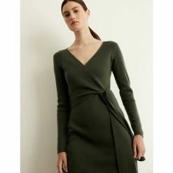 JAEGER Pure Merino Wool V-Neck Midi Wrap Dress Women Navy 13 JAEGER Pure Merino Wool V-Neck Midi Wrap Dress Women Navy -JAEGER Shop unnamed file 1436