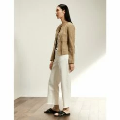 JAEGER Suede Collarless Jacket Women Beige 10 JAEGER Suede Collarless Jacket Women Beige -JAEGER Shop unnamed file 1442