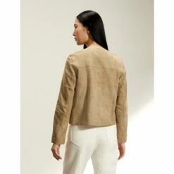 JAEGER Suede Collarless Jacket Women Beige 11 JAEGER Suede Collarless Jacket Women Beige -JAEGER Shop unnamed file 1443