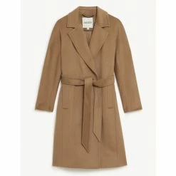 JAEGER Pure Wool Belted Wrap Coat Women Camel