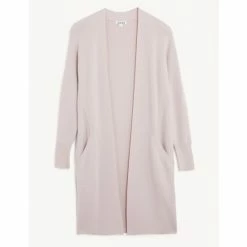 JAEGER Pure Wool Longline Cardigan Women Oyster
