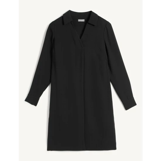 JAEGER V-Neck Knee Length Swing Dress Women Navy 1 JAEGER V-Neck Knee Length Swing Dress Women Navy