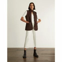 JAEGER Quilted Funnel Neck Gilet Women Chocolate -JAEGER Shop unnamed file 1466
