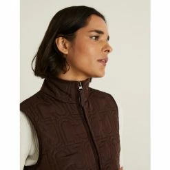 JAEGER Quilted Funnel Neck Gilet Women Chocolate -JAEGER Shop unnamed file 1467