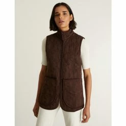 JAEGER Quilted Funnel Neck Gilet Women Chocolate -JAEGER Shop unnamed file 1468