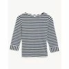 JAEGER Striped Crew Neck 3/4 Sleeve Top Women Black Mix