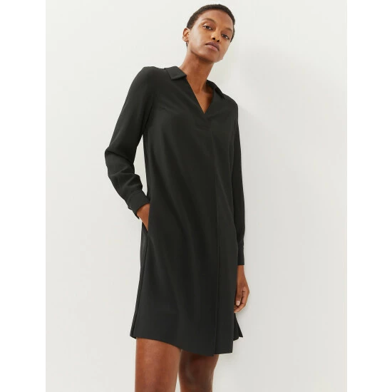 JAEGER V-Neck Knee Length Swing Dress Women Navy 2 JAEGER V-Neck Knee Length Swing Dress Women Navy - Image 2