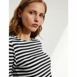 JAEGER Striped Crew Neck 3/4 Sleeve Top Women Black Mix 12 JAEGER Striped Crew Neck 3/4 Sleeve Top Women Black Mix -JAEGER Shop unnamed file 1472