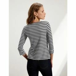 JAEGER Striped Crew Neck 3/4 Sleeve Top Women Black Mix 13 JAEGER Striped Crew Neck 3/4 Sleeve Top Women Black Mix -JAEGER Shop unnamed file 1473