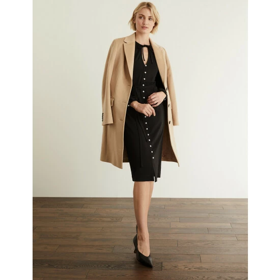 JAEGER Jersey Tie Neck Button Through Midi Dress Women Black 7 JAEGER Jersey Tie Neck Button Through Midi Dress Women Black - Image 7