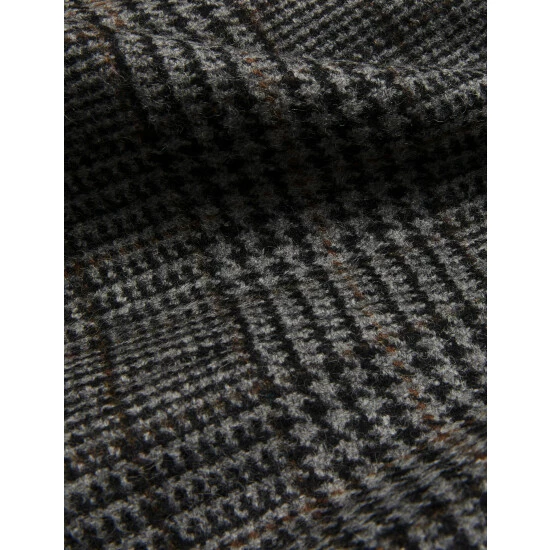 JAEGER British Wool Checked Double Breasted Coat Men Grey Mix 6 JAEGER British Wool Checked Double Breasted Coat Men Grey Mix - Image 6