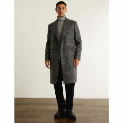 JAEGER British Wool Checked Double Breasted Coat Men Grey Mix 20 JAEGER British Wool Checked Double Breasted Coat Men Grey Mix -JAEGER Shop unnamed file 1492