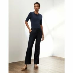 JAEGER Pure Linen Straight Leg Trousers Women Black -JAEGER Shop unnamed file 1516