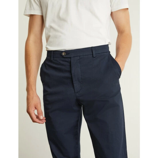 JAEGER Regular Fit Cotton Stretch Chinos Men Medium Navy 4 JAEGER Regular Fit Cotton Stretch Chinos Men Medium Navy - Image 4