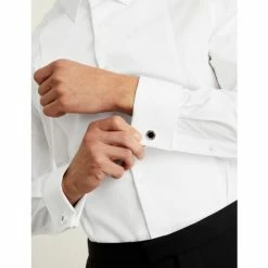 JAEGER Slim Fit Cotton Marcella Bib Front Dress Shirt Men White -JAEGER Shop unnamed file 1528