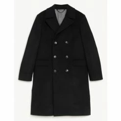JAEGER Italian Wool With Cashmere Overcoat Men Black