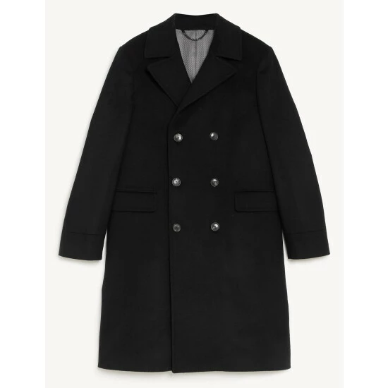 JAEGER Italian Wool With Cashmere Overcoat Men Black 1 JAEGER Italian Wool With Cashmere Overcoat Men Black