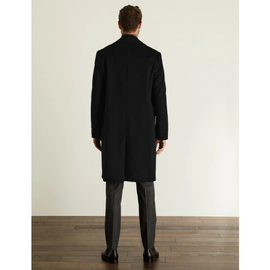 JAEGER Italian Wool With Cashmere Overcoat Men Black 5 JAEGER Italian Wool With Cashmere Overcoat Men Black - Image 5