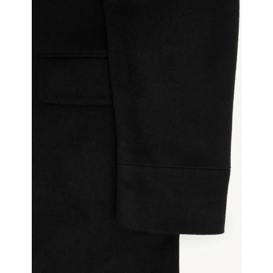 JAEGER Italian Wool With Cashmere Overcoat Men Black 10 JAEGER Italian Wool With Cashmere Overcoat Men Black - Image 10