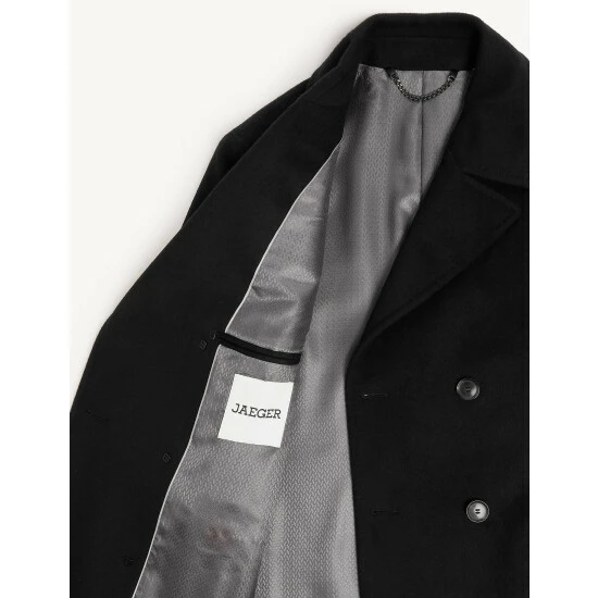 JAEGER Italian Wool With Cashmere Overcoat Men Black 11 JAEGER Italian Wool With Cashmere Overcoat Men Black - Image 11