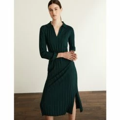 JAEGER Tencel Blend Ribbed V-Neck Midi Shirt Dress Women Dark Green 10 JAEGER Tencel Blend Ribbed V-Neck Midi Shirt Dress Women Dark Green -JAEGER Shop unnamed file 1551