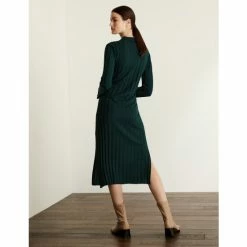 JAEGER Tencel Blend Ribbed V-Neck Midi Shirt Dress Women Dark Green 11 JAEGER Tencel Blend Ribbed V-Neck Midi Shirt Dress Women Dark Green -JAEGER Shop unnamed file 1552