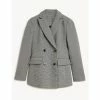 JAEGER Houndstooth Double Breasted Blazer Women Black Mix