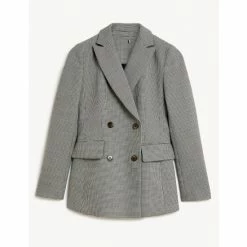 JAEGER Shop 37 JAEGER Houndstooth Double Breasted Blazer Women Black Mix