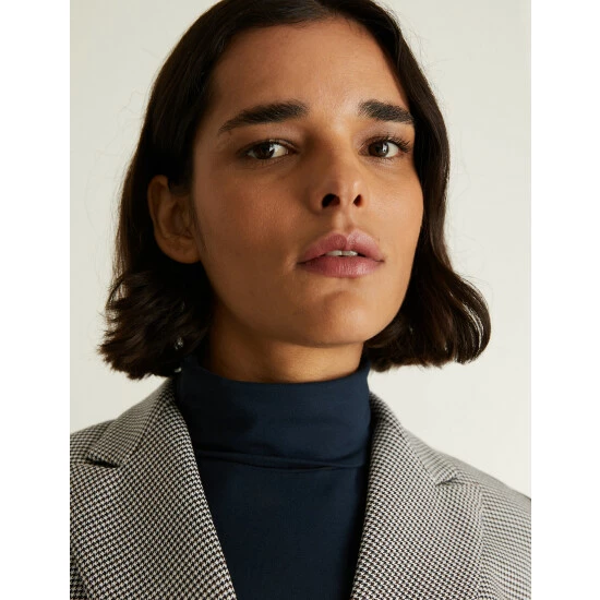 JAEGER Houndstooth Double Breasted Blazer Women Black Mix 7 JAEGER Houndstooth Double Breasted Blazer Women Black Mix - Image 7