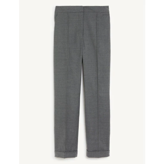 JAEGER Wool Blend Textured Relaxed Trousers Women Grey 1 JAEGER Wool Blend Textured Relaxed Trousers Women Grey