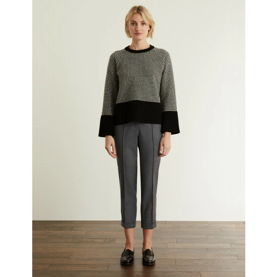 JAEGER Wool Blend Textured Relaxed Trousers Women Grey 7 JAEGER Wool Blend Textured Relaxed Trousers Women Grey - Image 7