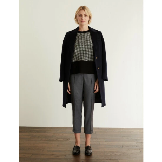 JAEGER Wool Blend Textured Relaxed Trousers Women Grey 9 JAEGER Wool Blend Textured Relaxed Trousers Women Grey - Image 9