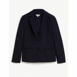 JAEGER Jersey Single Breasted Blazer Jacket Women Navy