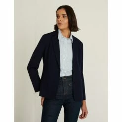 JAEGER Jersey Single Breasted Blazer Jacket Women Navy -JAEGER Shop unnamed file 1584