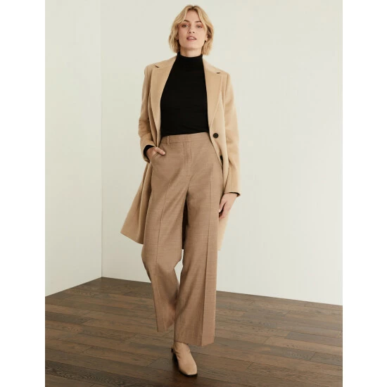 JAEGER Wool Rich Wide Leg Trousers Women Camel 3 JAEGER Wool Rich Wide Leg Trousers Women Camel - Image 3
