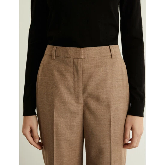 JAEGER Wool Rich Wide Leg Trousers Women Camel 4 JAEGER Wool Rich Wide Leg Trousers Women Camel - Image 4