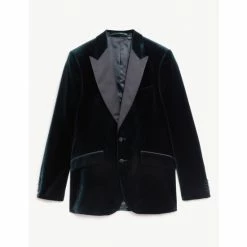 JAEGER Tailored Fit Italian Velvet Jacket Men Navy
