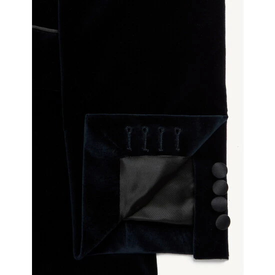 JAEGER Tailored Fit Italian Velvet Jacket Men Navy 11 JAEGER Tailored Fit Italian Velvet Jacket Men Navy - Image 11
