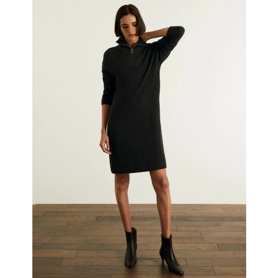 JAEGER Wool Rich Midi Jumper Dress With Cashmere Women Charcoal 2 JAEGER Wool Rich Midi Jumper Dress With Cashmere Women Charcoal - Image 2