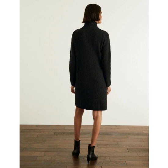 JAEGER Wool Rich Midi Jumper Dress With Cashmere Women Charcoal 4 JAEGER Wool Rich Midi Jumper Dress With Cashmere Women Charcoal - Image 4