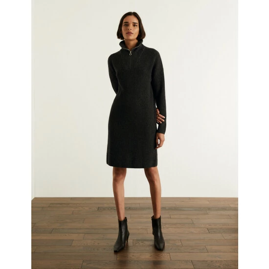 JAEGER Wool Rich Midi Jumper Dress With Cashmere Women Charcoal 6 JAEGER Wool Rich Midi Jumper Dress With Cashmere Women Charcoal - Image 6