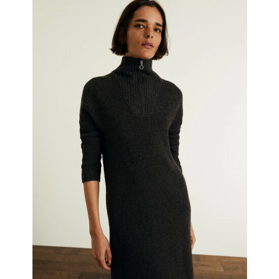 JAEGER Wool Rich Midi Jumper Dress With Cashmere Women Charcoal 7 JAEGER Wool Rich Midi Jumper Dress With Cashmere Women Charcoal - Image 7