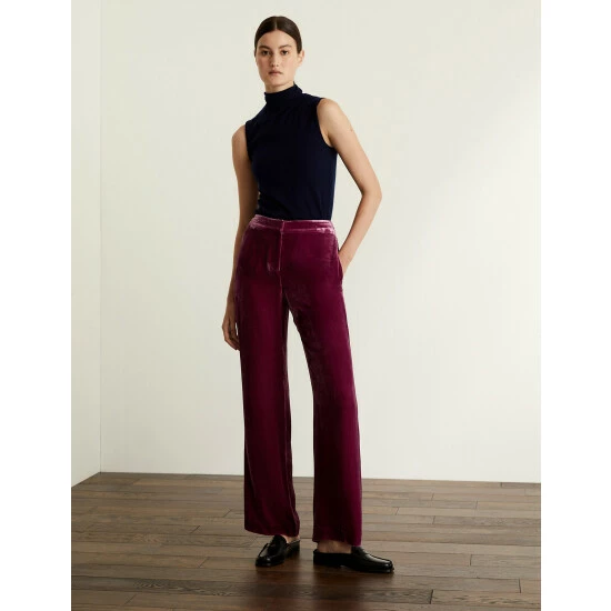 JAEGER Velvet Trousers With Silk Women Pink 2 JAEGER Velvet Trousers With Silk Women Pink - Image 2