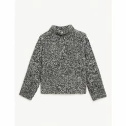 JAEGER Wool Blend Funnel Neck Relaxed Jumper Women Black/white