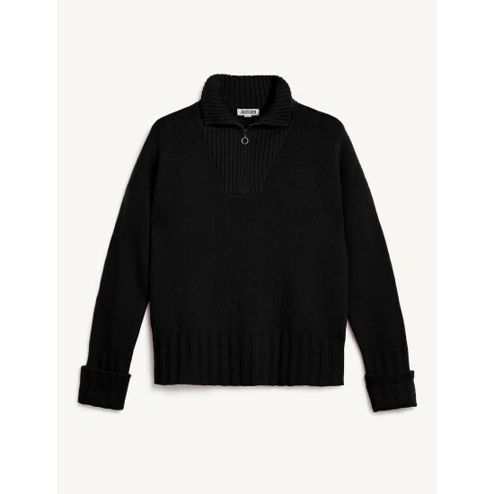 JAEGER Wool Rich Funnel Neck Jumper With Cashmere Women Black 1 JAEGER Wool Rich Funnel Neck Jumper With Cashmere Women Black