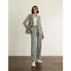 JAEGER Houndstooth Wide Leg Trousers Women Black Mix 10 JAEGER Houndstooth Wide Leg Trousers Women Black Mix -JAEGER Shop unnamed file 2