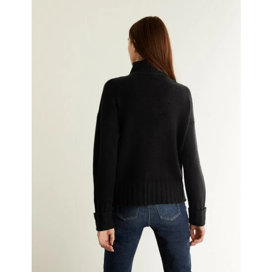 JAEGER Wool Rich Funnel Neck Jumper With Cashmere Women Black 4 JAEGER Wool Rich Funnel Neck Jumper With Cashmere Women Black - Image 4