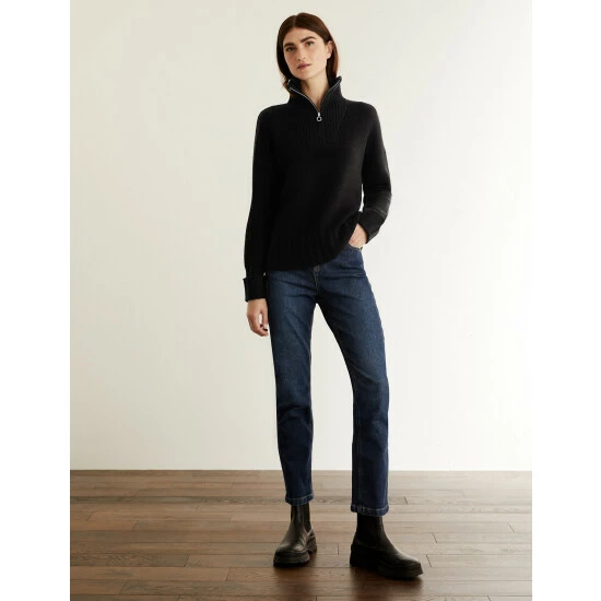 JAEGER Wool Rich Funnel Neck Jumper With Cashmere Women Black 6 JAEGER Wool Rich Funnel Neck Jumper With Cashmere Women Black - Image 6